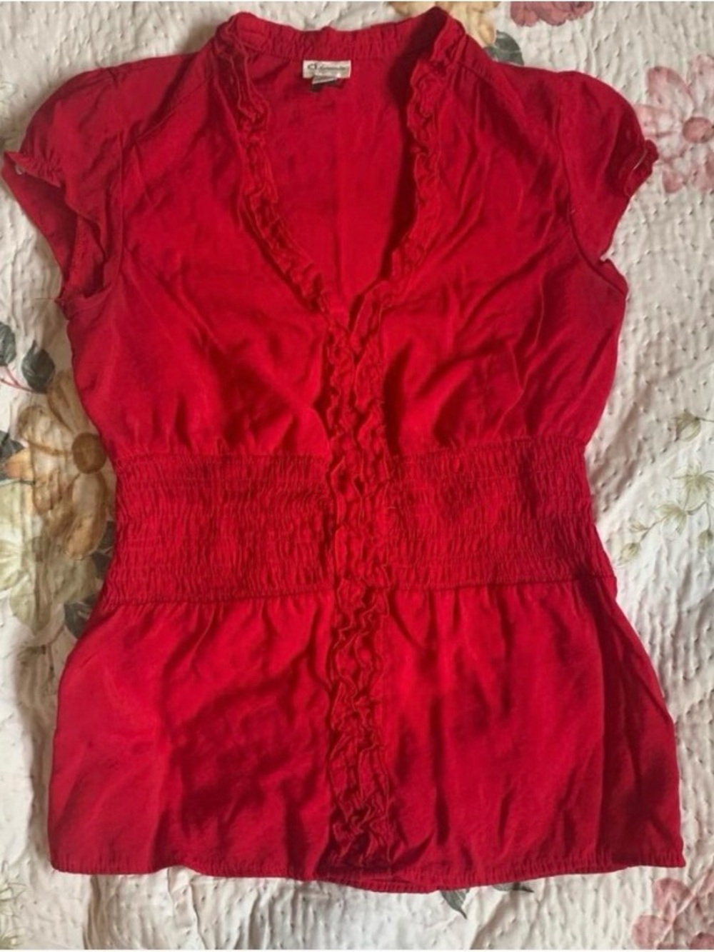 Dynamite Red Ruffle Front Top